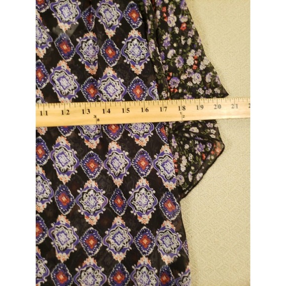 Mason +‎ Mackenzie Shirt Womens Small Black Floral Round Neck Blouse Pullover - Picture 6 of 7